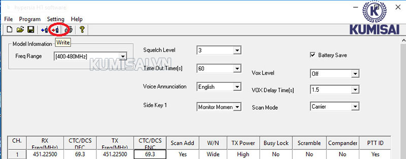 Đổi tần số bộ đàm sang tần số cần cài đặt