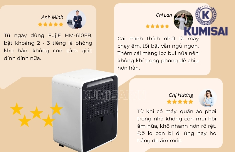 Feedback về máy hút ẩm FujiE HM-610EB rất tích cực Feedback về máy hút ẩm FujiE HM-610EB rất tích cực