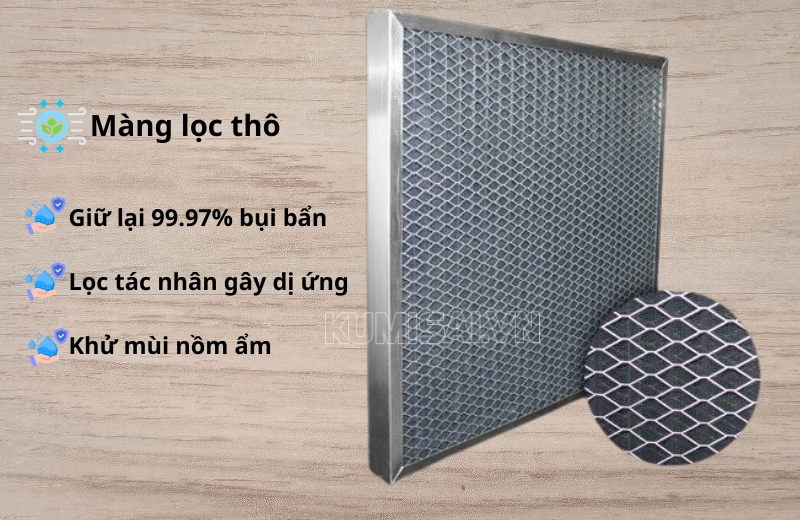 FujiE HM-PD20 có màng lọc thô giữ lại 99.97% bụi bẩn FujiE HM-PD20 có màng lọc thô giữ lại 99.97% bụi bẩn