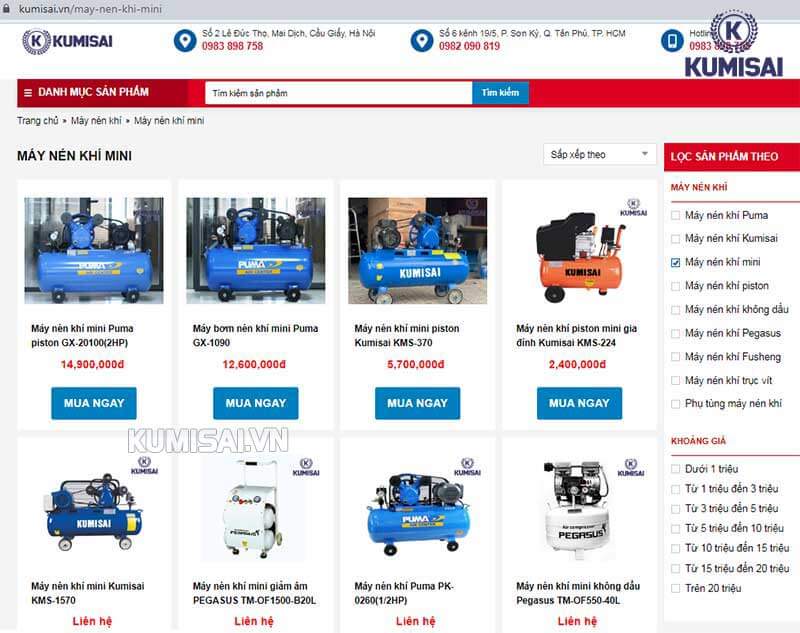 Mua máy nén khí bơm hơi mini tại Kumisai.vn