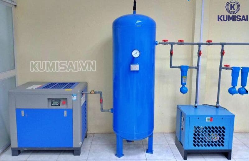 Vị trí của bình khí nén trong hệ thống máy nén khí Vị trí của bình khí nén trong hệ thống máy nén khí