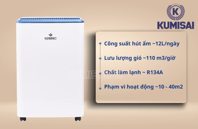 Kosmen KM-12N xử lý nhanh tình trạng nồm ướt, trả lại không gian khô ráo