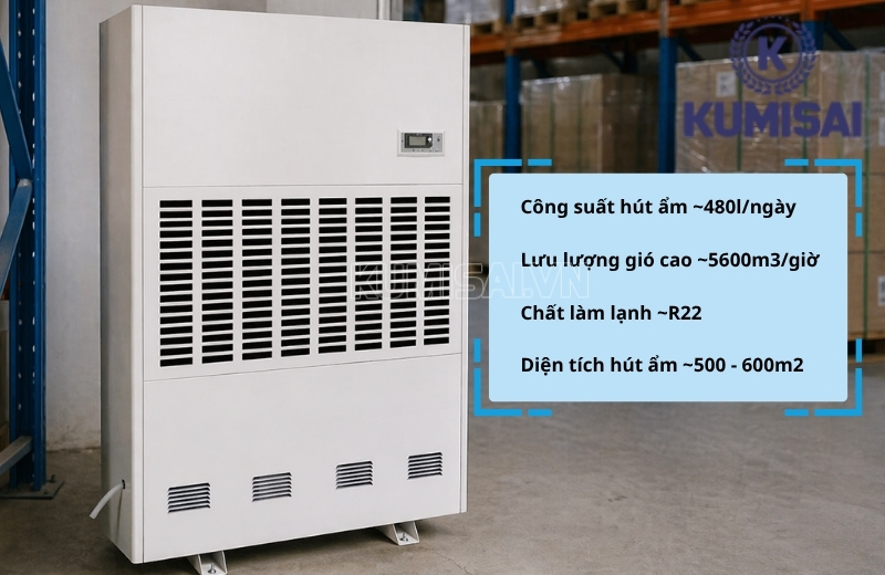 Kumisai KMS-480LD hút ẩm nhanh trong cả không gian rộng lớn