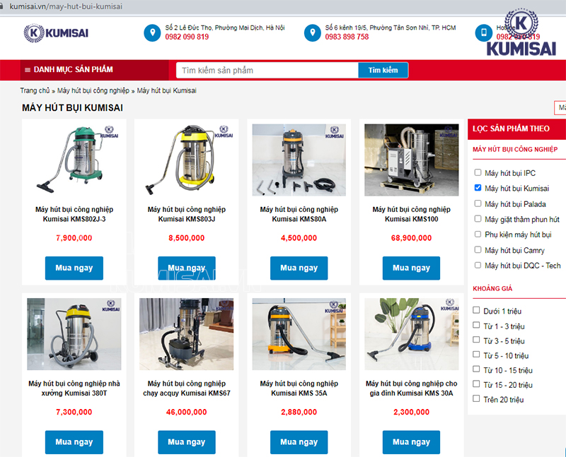 Mua máy hút bụi Kumisai ở Kumisai.vn