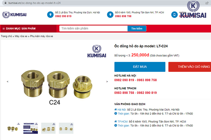 Kumisai Việt Nam bán ốc đồng hồ đo áp model: LT-C24