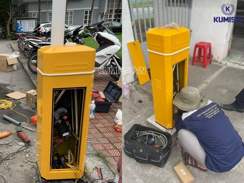 Lắp đặt thân trụ barie chắc chắn