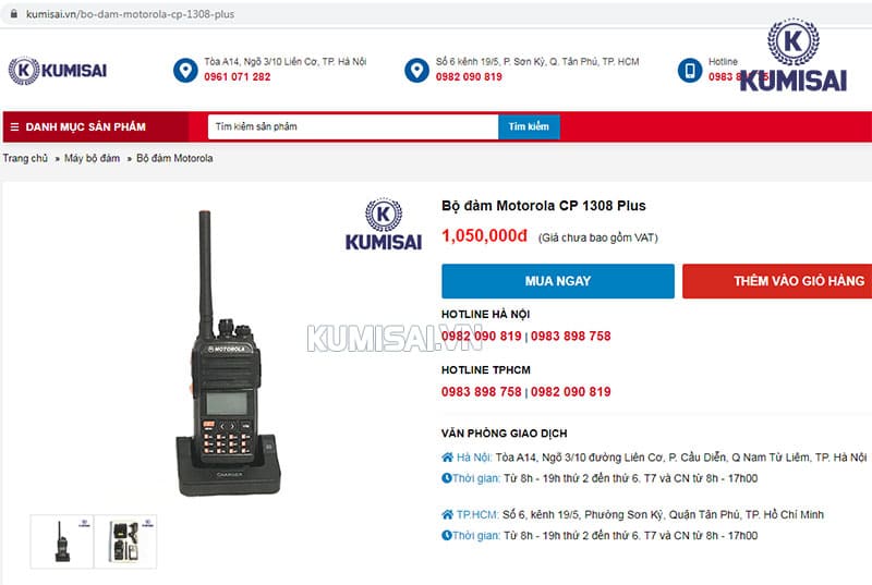 Mua bộ đàm Motorola CP 1308 Plus ở Kumisai.vn