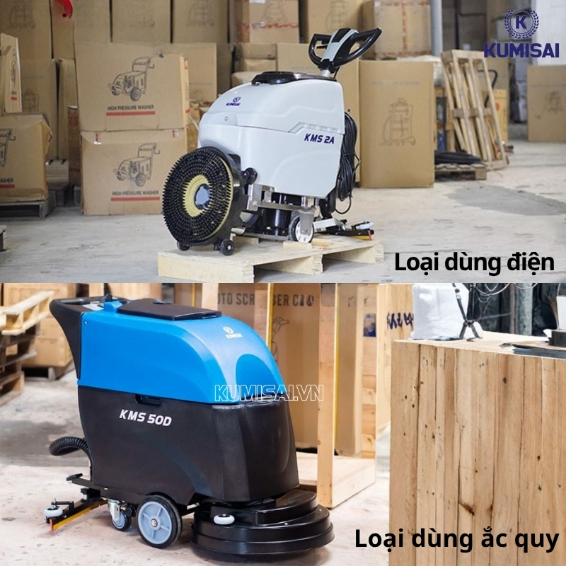 Máy chà sàn liên hợp có loại dùng điện và loại dùng ắc quy Máy chà sàn liên hợp có loại dùng điện và loại dùng ắc quy