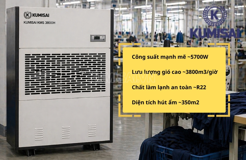 Máy hút ẩm Kumisai KMS-3800H được đánh giá cao
