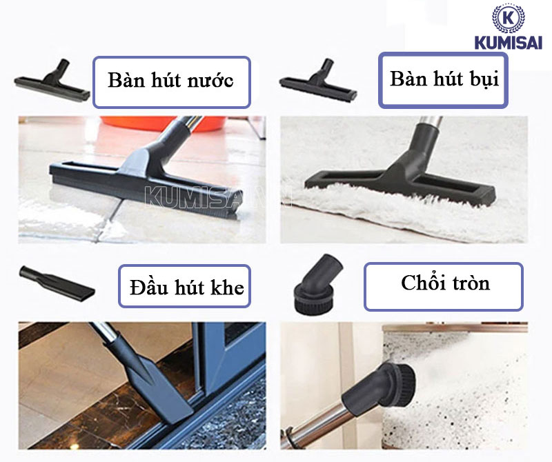 Các loại đầu hút của máy hút bụi Kumisai KMS80A