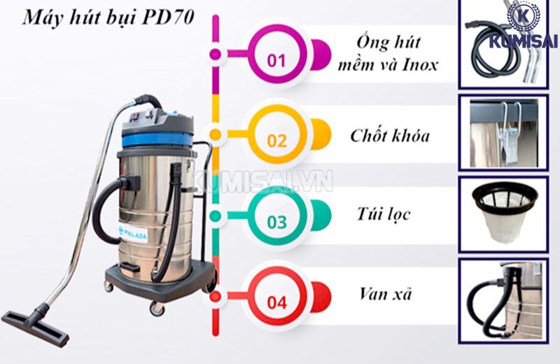Máy hút bụi công nghiệp Palada PD70 Máy hút bụi công nghiệp Palada PD70