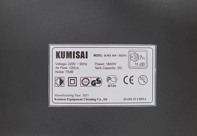 Thông số của máy hút bụi thùng nhựa Kumisai KMS 30S