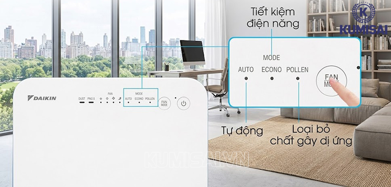 Máy lọc Daikin MC30VVM-A có nhiều chế độ hoạt động