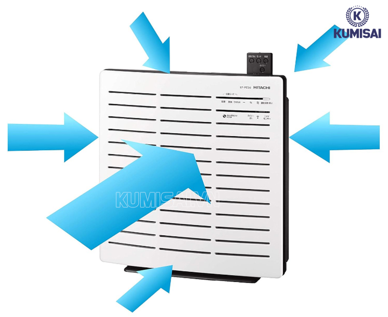 Máy lọc không khí Hitachi EP-PZ30J hút khí từ 6 hướng khác nhau
