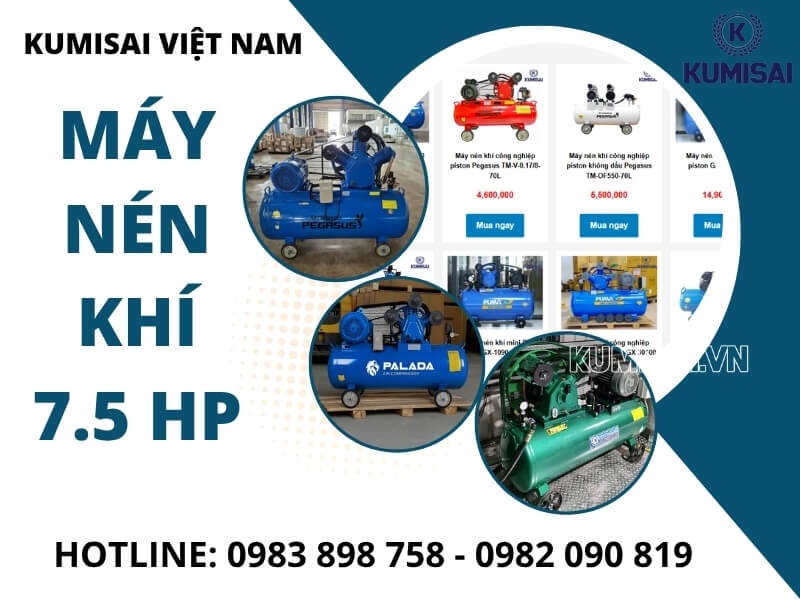 Mua máy nén khí 7.5HP chính hãng tại Kumisai Việt Nam