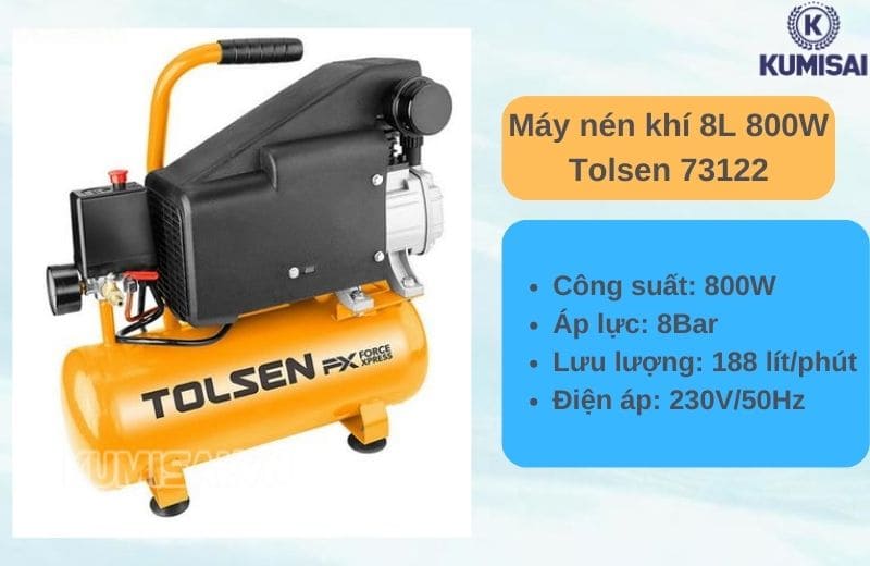 Máy nén khí 8L 800W Tolsen 73122