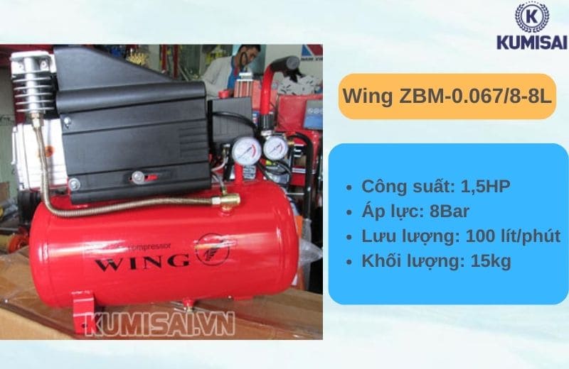Máy nén khí mini Wing ZBM-0.067/8-8L