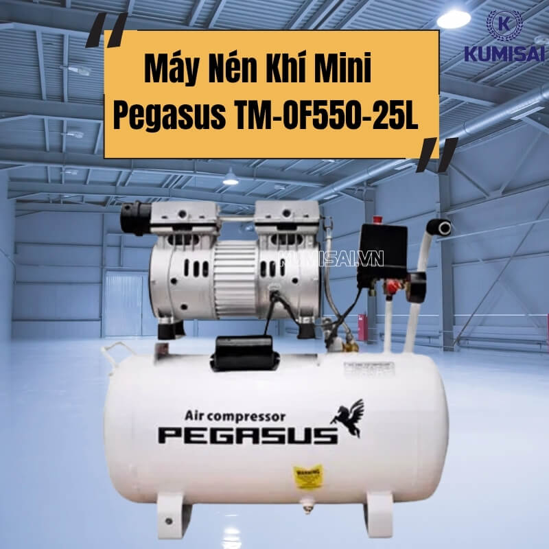 Máy nén khí mini giảm âm Pegasus TM-OF550-25L