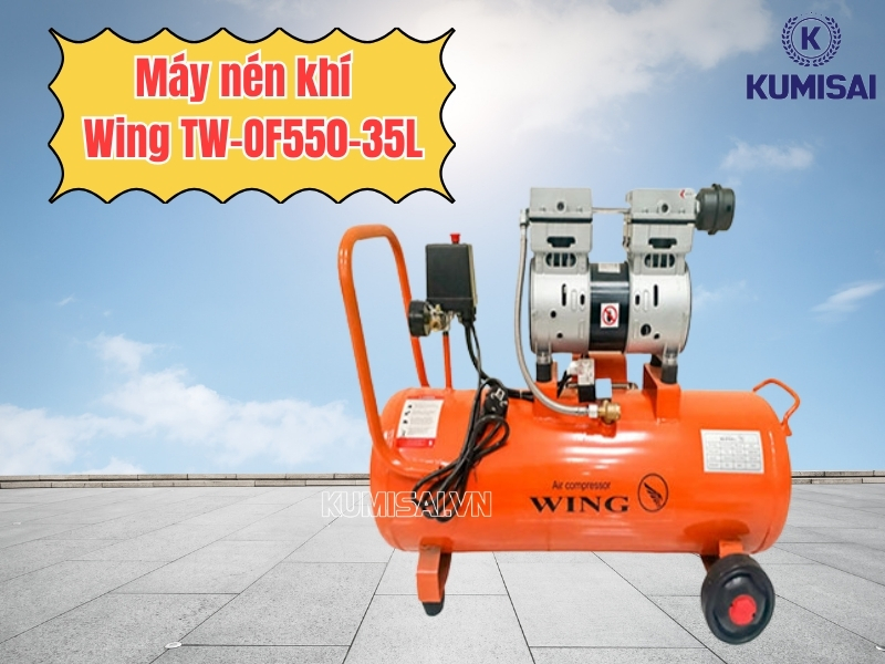Máy nén khí mini không dầu giảm âm Wing TW-OF550-35L