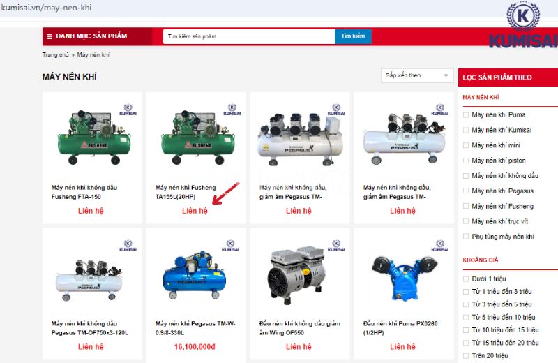 Địa chỉ phân phối máy nén khí Bắc Giang chính hãng, giá rẻ