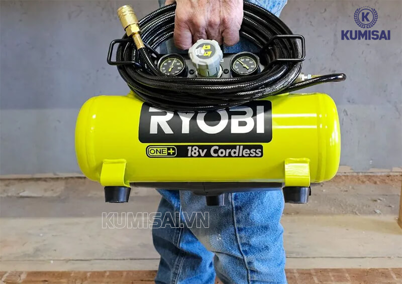 Máy nén khí dùng pin nhỏ gọn, cực tiện dụng