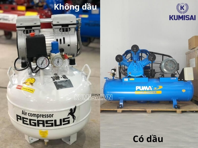 Máy nén khí phun sơn loại có dầu và không dầu