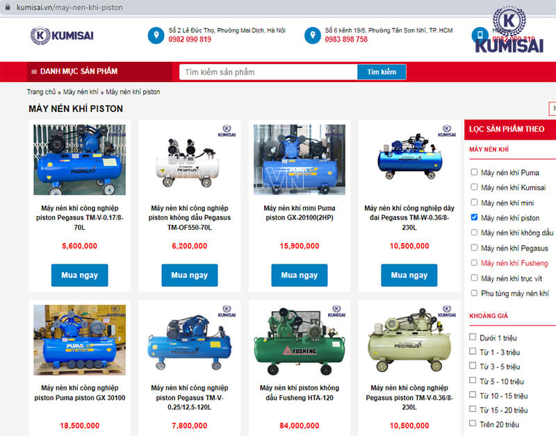 Kumisai Việt Nam – Nhà phân phối máy nén khí piston giá rẻ