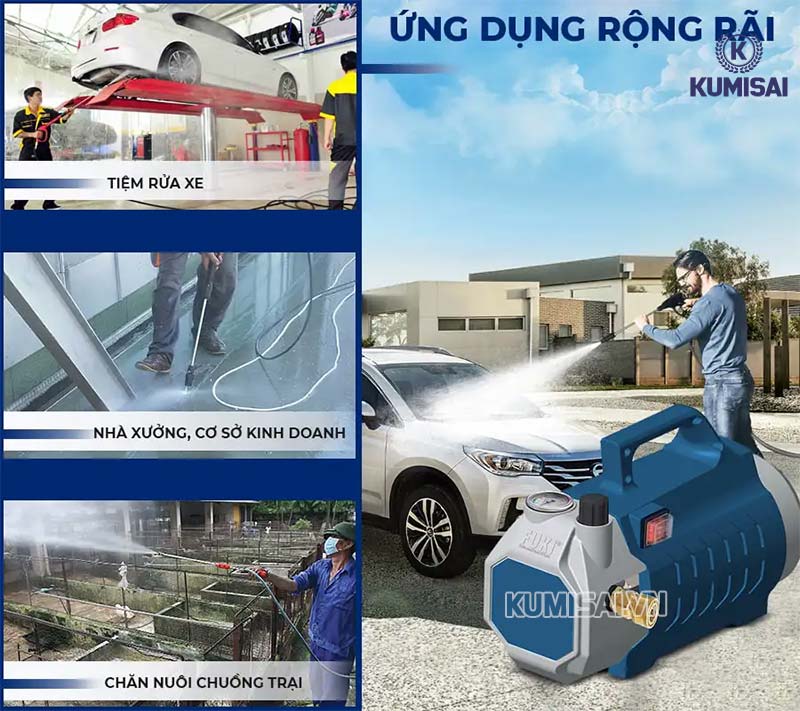 Máy bơm rửa xe 3500W được sử dụng trong nhiều lĩnh vực