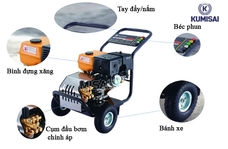Các bộ phận chính của máy rửa xe chạy xăng Lutian 18G30-13A