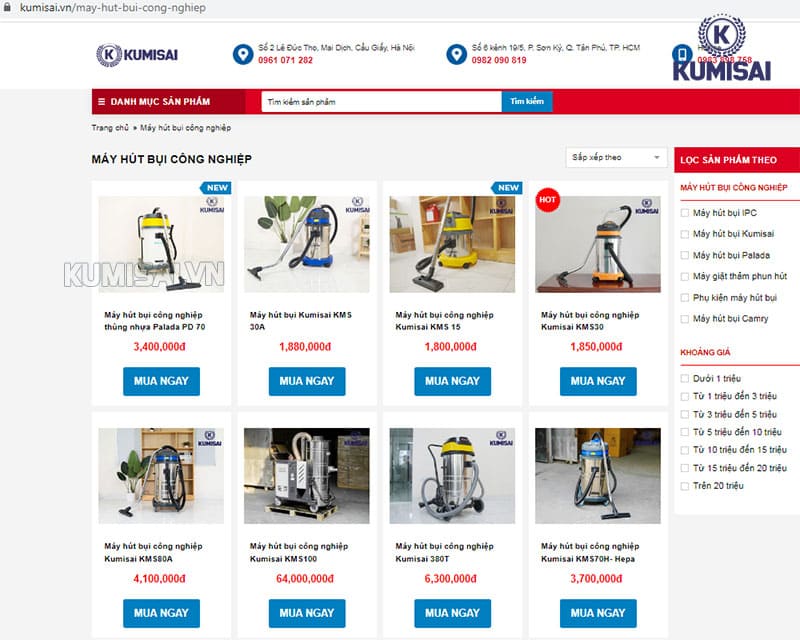 Kumisai Việt Nam bán máy hút bụi 30 lít chính hãng, chất lượng