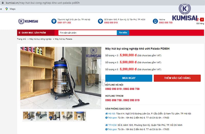 Mua máy hút bụi công nghiệp khô ướt Palada PD80H