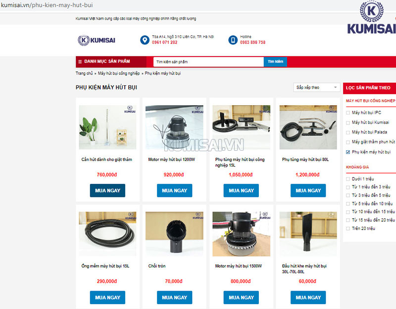 Mua phụ kiện máy hút bụi công nghiệp tại Hà Nội - TPHCM