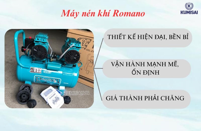 Máy khí nén Romano có nhiều ưu điểm nổi bật