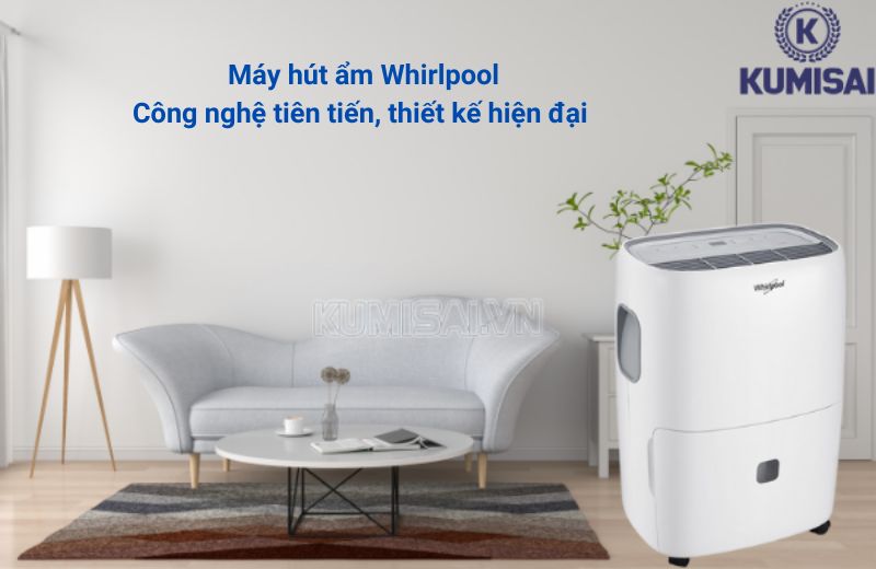 Máy hút ẩm Whirlpool thiết kế hiện đại, tiện dụng