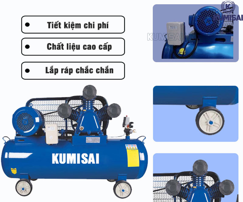 Các chi tiết cấu thành máy bơm khí nén Kumisai KMS-10300A bền chắc 