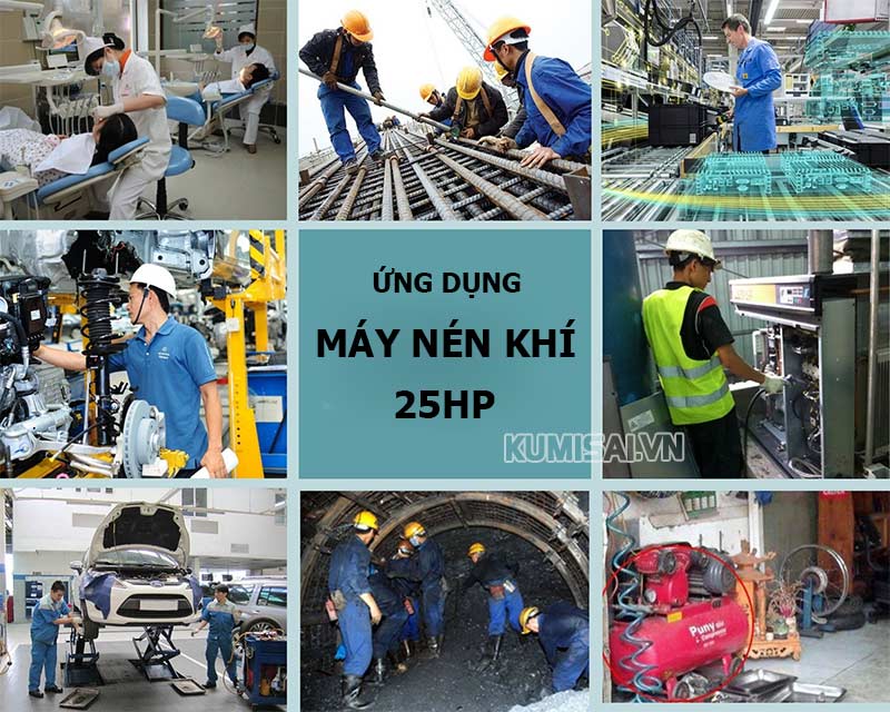 Máy nén khí 25HP được ứng dụng trong nhiều hoạt động công nghiệp