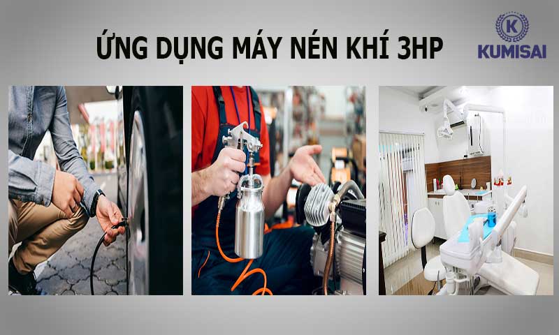 Máy bơm hơi khí nén 3hp được ứng dụng trong nhiều lĩnh vực