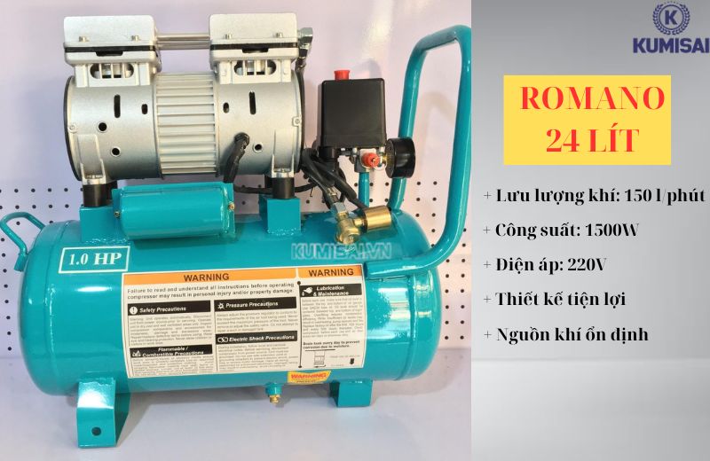 Máy nén khí Romano 24 lít tiện lợi, nguồn khí ổn định