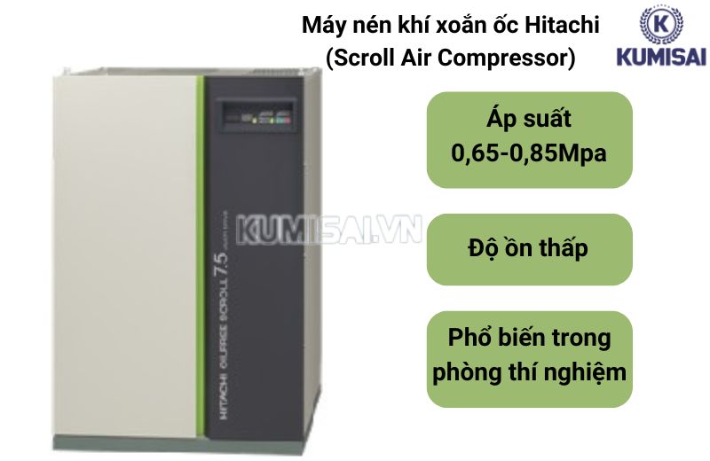 Máy nén khí xoắn ốc Hitachi phổ biến trong phòng thí nghiệm khoa học