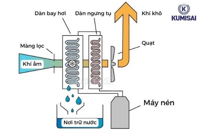 Nguyên lý máy hút ẩm dạng ngưng tụ