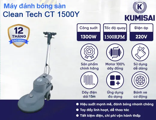 Máy đánh bóng sàn Clean Tech CT 1500Y - 2