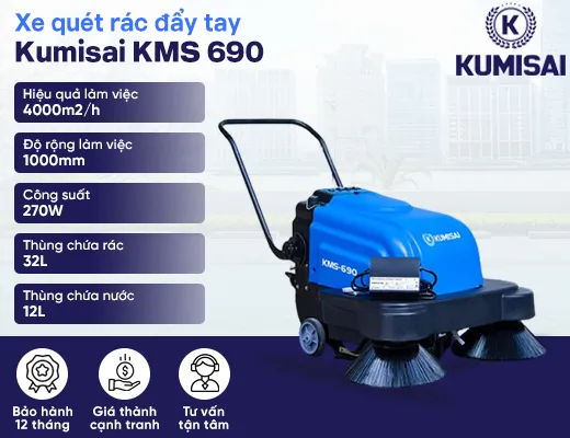 Xe quét rác đẩy tay chạy ắc quy Kumisai KMS 690 - 2