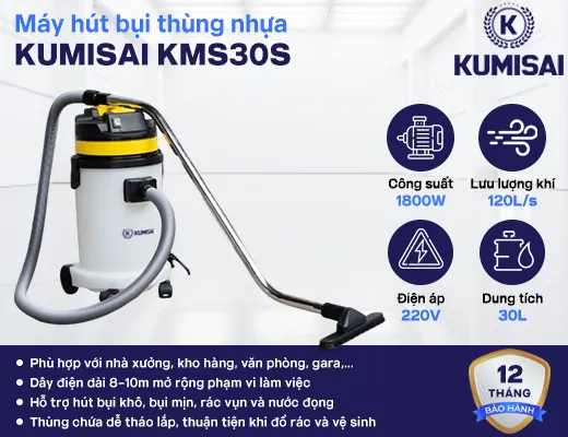Máy hút bụi thùng nhựa Kumisai KMS 30S - 2