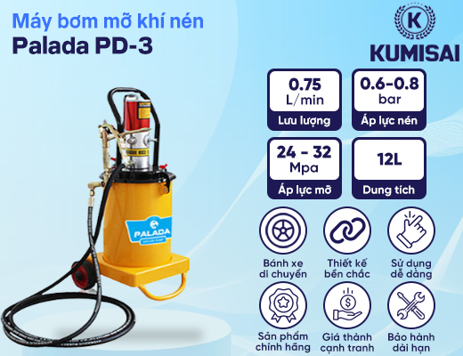 Máy bơm mỡ bò khí nén Palada PD-3 - 2