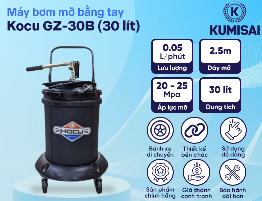 Máy bơm mỡ bằng tay Kocu GZ-30B (30 lít) - 2