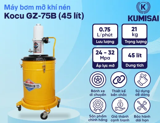 Máy bơm mỡ khí nén Kocu GZ-75B (45 lít) - 2