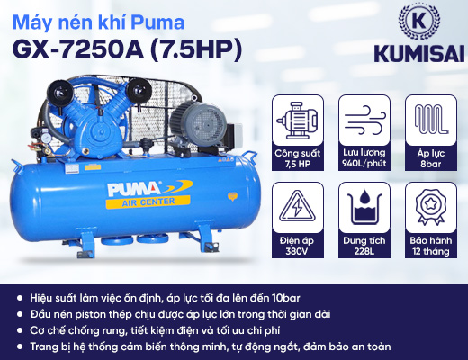 Máy nén khí piston PUMA GX-7250A (7.5HP) - 2