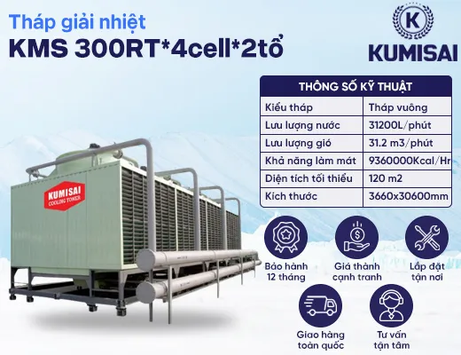 Tháp tản nhiệt Kumisai KMS 300RT*4cell*2tổ - 2