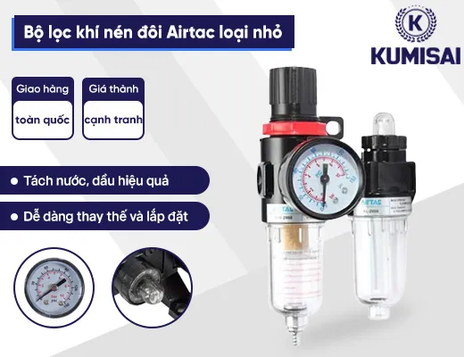 Bộ lọc khí nén đôi Airtac loại nhỏ - 2