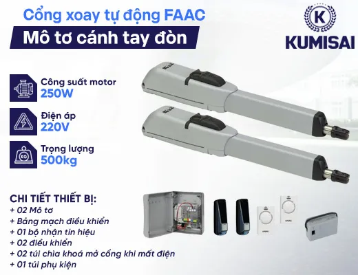 Cổng xoay tự động FAAC (Loại mô tơ cánh tay đòn - lắp trên cánh) - 2